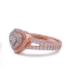 10k Rose Gold Two Layer Heart Shape 0.76CTW Lab Diamond Womens Ring 3gm