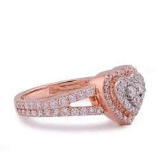 10k Rose Gold Two Layer Heart Shape 0.76CTW Lab Diamond Womens Ring 3gm