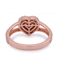 10k Rose Gold Two Layer Heart Shape 0.76CTW Lab Diamond Womens Ring 3gm