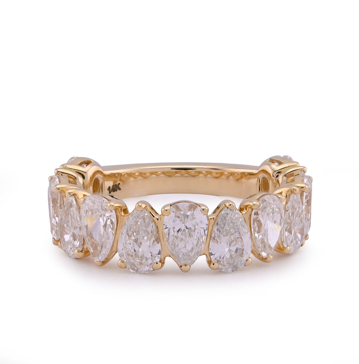 14k Yellow Gold Pear/Tear Drop Shape 3.75CTW Lab Diamond Womens Ring Band 4.6gm
