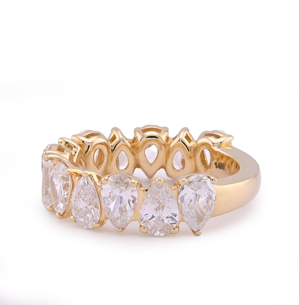 14k Yellow Gold Pear/Tear Drop Shape 3.75CTW Lab Diamond Womens Ring Band 4.6gm