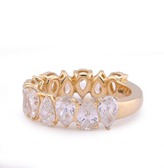 14k Yellow Gold Pear/Tear Drop Shape 3.75CTW Lab Diamond Womens Ring Band 4.6gm