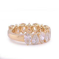 14k Yellow Gold Pear/Tear Drop Shape 3.75CTW Lab Diamond Womens Ring Band 4.6gm