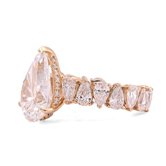 14k Yellow Gold 5.03CTW Tear Drop/Pear Shape Solitaire Centre 7.9CT Lab Diamond Women Ring 6gm