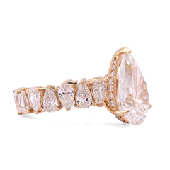 14k Yellow Gold 5.03CTW Tear Drop/Pear Shape Solitaire Centre 7.9CT Lab Diamond Women Ring 6gm