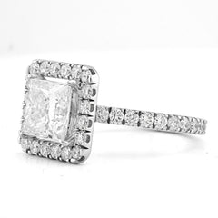 14k White Gold 3.01CTW Radiant Solitaire Centre Round Side 4.51CT Lab Diamond Women Ring 5.7gm