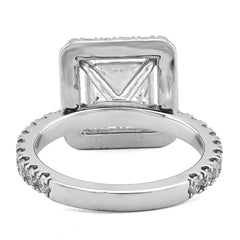 14k White Gold 3.01CTW Radiant Solitaire Centre Round Side 4.51CT Lab Diamond Women Ring 5.7gm