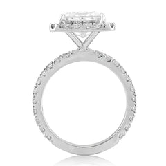14k White Gold 3.01CTW Radiant Solitaire Centre Round Side 4.51CT Lab Diamond Women Ring 5.7gm