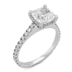 14k White Gold Cushion Centre Solitaire 2CTW Lab Diamond Womens Ring 4.1gm
