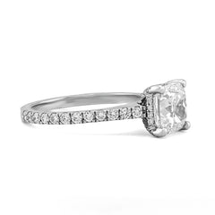 14k White Gold Cushion Centre Solitaire 2CTW Lab Diamond Womens Ring 4.1gm