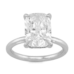 14k White Gold 4.03CTW Cushion Cut Solitaire Centre 4.17TC Lab Diamond Womens Ring 4.6gm