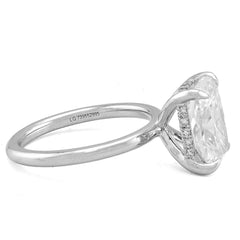 14k White Gold 4.03CTW Cushion Cut Solitaire Centre 4.17TC Lab Diamond Womens Ring 4.6gm