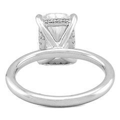14k White Gold 4.03CTW Cushion Cut Solitaire Centre 4.17TC Lab Diamond Womens Ring 4.6gm