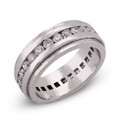 10k White Gold 2CTW Centre Row Band Lab Diamond Mens Ring 10gm