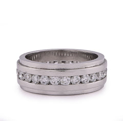 10k White Gold 2CTW Centre Row Band Lab Diamond Mens Ring 10gm