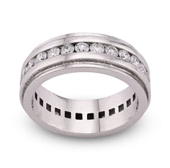 10k White Gold 2CTW Centre Row Band Lab Diamond Mens Ring 10gm