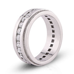 10k White Gold 2CTW Centre Row Band Lab Diamond Mens Ring 10gm