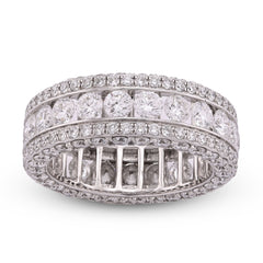 10k White Gold 8CTW 3 Row Fully Iced Out Round Lab Diamond Mens Band Ring 10gm