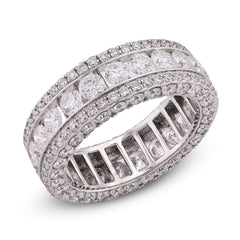 10k White Gold 8CTW 3 Row Fully Iced Out Round Lab Diamond Mens Band Ring 10gm
