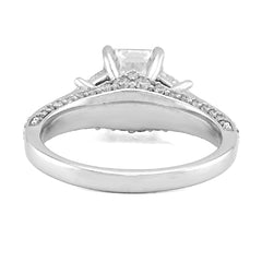 14k White Gold 2CTW Centre Emerald Stone Side Iced 3TC Lab Diamond Women Engagement Ring 5.8gm