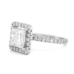 10k White Gold 3.5CTW Princess Solitaire Centre Rectangular Halo Side Iced 4.5TC Lab Diamond Ring 6.6gm