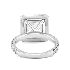 10k White Gold 3.5CTW Princess Solitaire Centre Rectangular Halo Side Iced 4.5TC Lab Diamond Ring 6.6gm