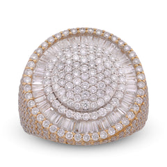 10k Yellow Gold 3.5CTW Round Cluster Baguette Halo Side Iced Lab Diamond Big Mens Pinky Ring 12.3gm