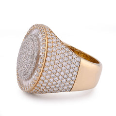10k Yellow Gold 3.5CTW Round Cluster Baguette Halo Side Iced Lab Diamond Big Mens Pinky Ring 12.3gm