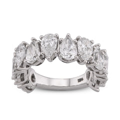 14k White Gold 5.95CTW Tear Drop/Pear Shape Link Solitaire Lab Diamond Women Ring 6.9gm