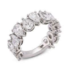 14k White Gold 5.95CTW Tear Drop/Pear Shape Link Solitaire Lab Diamond Women Ring 6.9gm