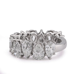 14k White Gold 5.95CTW Tear Drop/Pear Shape Link Solitaire Lab Diamond Women Ring 6.9gm