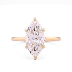 14k Yellow Gold 3CTW Centre Marquise Lab Diamond Womens Ring 3.5gm