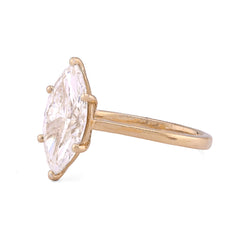14k Yellow Gold 3CTW Centre Marquise Lab Diamond Womens Ring 3.5gm