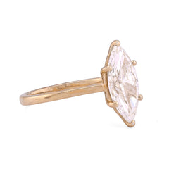 14k Yellow Gold 3CTW Centre Marquise Lab Diamond Womens Ring 3.5gm
