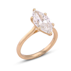 14k Yellow Gold 3CTW Centre Marquise Lab Diamond Womens Ring 3.5gm