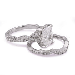 14k White Gold 4.5CTW Radiant Centre Twisted Link Side Lab Diamond Women Ring With Band 7.7gm