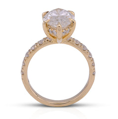 14k Yellow Gold 6CTW Marquise Centre Round Side Lab Diamond Womens Ring 6.4gm