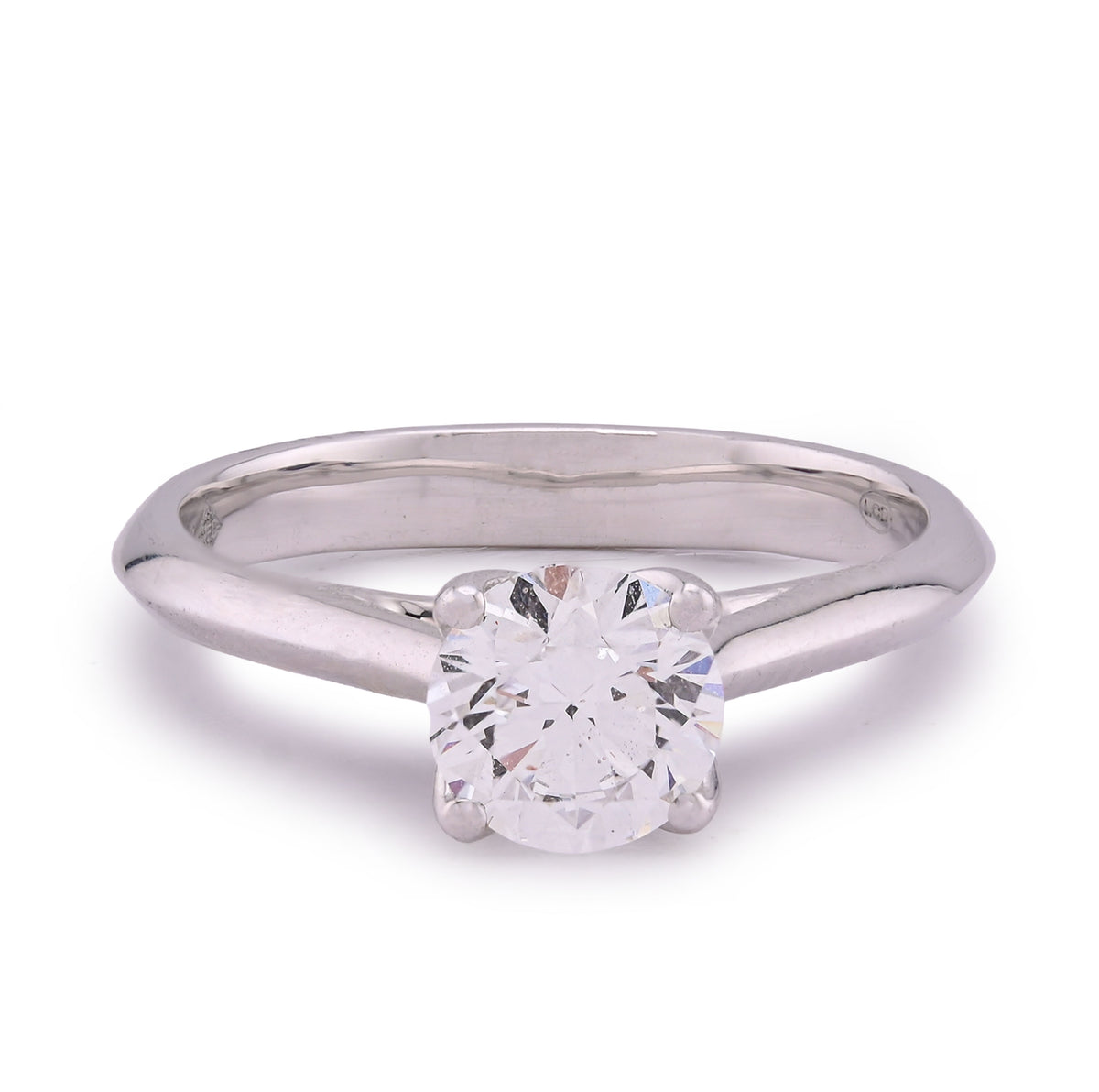 14k White Gold 1CTW Round Diamond Centre Women Lab Ring 3.3gm