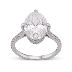 14k White Gold 4.69CTW Oval Solitaire Centre Lab Diamond Women Ring 3.5gm