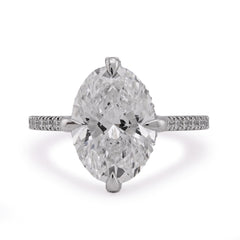 14k White Gold 4.69CTW Oval Solitaire Centre Lab Diamond Women Ring 3.5gm