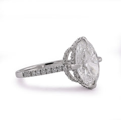 14k White Gold 4.69CTW Oval Solitaire Centre Lab Diamond Women Ring 3.5gm