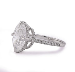 14k White Gold 4.69CTW Oval Solitaire Centre Lab Diamond Women Ring 3.5gm