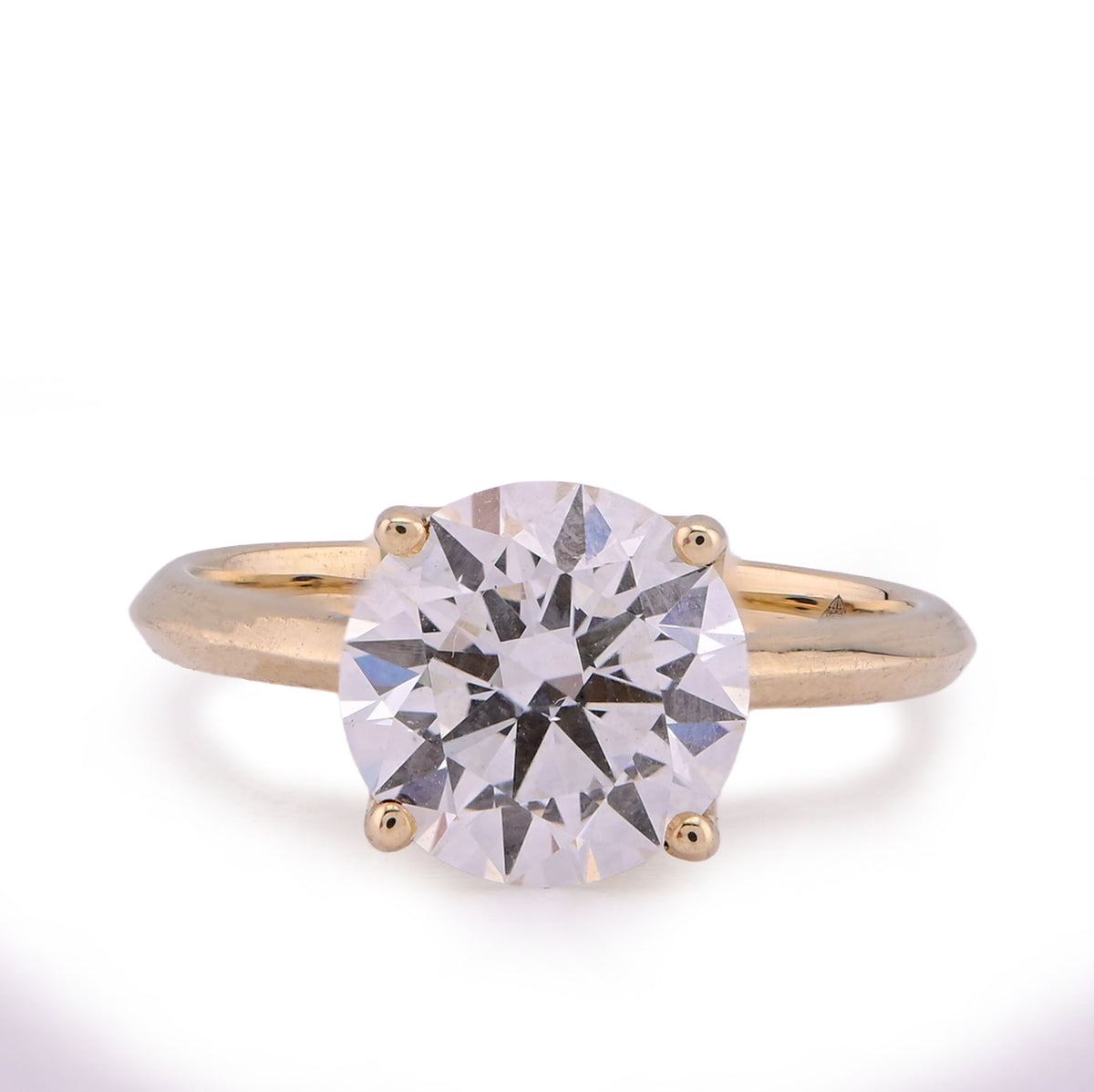 14k Yellow Gold 2.5CTW Round Solitaire Centre Lab Diamond Women Ring 3.6gm