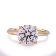 14k Yellow Gold 2.5CTW Round Solitaire Centre Lab Diamond Women Ring 3.6gm