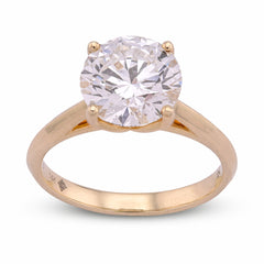 14k Yellow Gold 2.5CTW Round Solitaire Centre Lab Diamond Women Ring 3.6gm