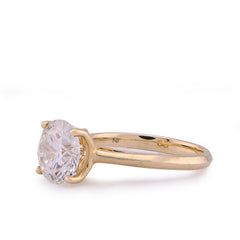 14k Yellow Gold 2.5CTW Round Solitaire Centre Lab Diamond Women Ring 3.6gm