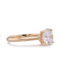 14k Yellow Gold 2.5CTW Round Solitaire Centre Lab Diamond Women Ring 3.6gm
