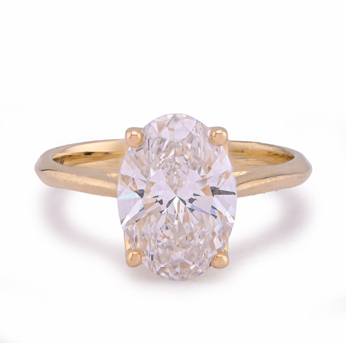 14k Yellow Gold 2.5CTW Oval Solitaire Centre Lab Diamond Women Ring 3.1gm