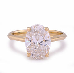 14k Yellow Gold 2.5CTW Oval Solitaire Centre Lab Diamond Women Ring 3.1gm