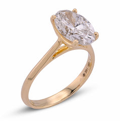 14k Yellow Gold 2.5CTW Oval Solitaire Centre Lab Diamond Women Ring 3.1gm